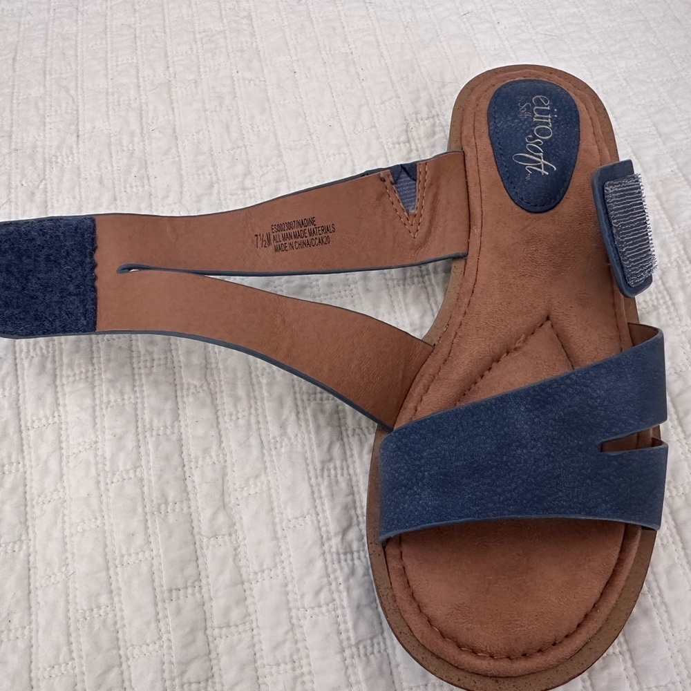 Eurosoft Women's Navy Blue Multi-Strap Slide Sandals - Picture 3 of 5